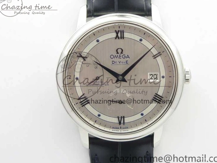 0327 Timeless De Ville Prestige Real PR SS ZF 1:1 Best Edition Gray Dial Blue Markers on Blue Leather Strap MIYOTA 7936